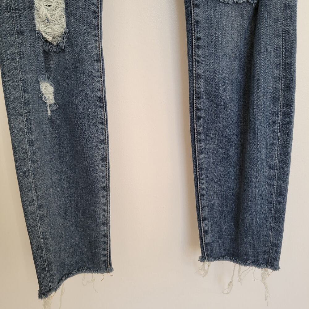 Good American Good Waist Distressed Jeans Skinny Raw Hem Stretch Women 8 - Picture 5 of 12